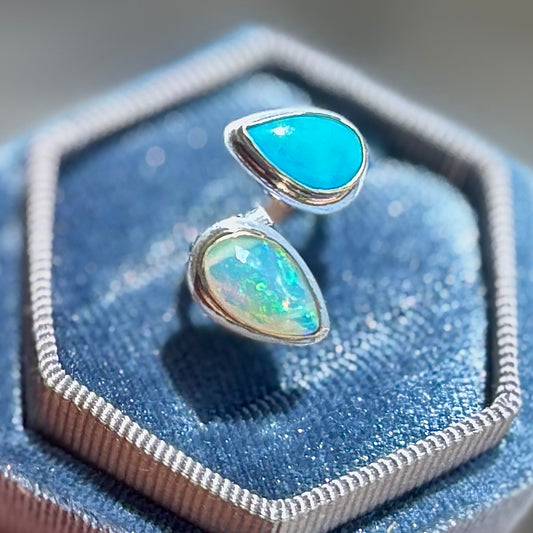 Ethiopian Opan and Nacozari 14K Gold Fill and Sterling Ring