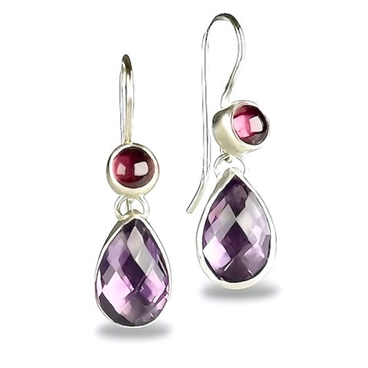 Rhodolite Garnet & Pink Amethyst Sterling Earrings