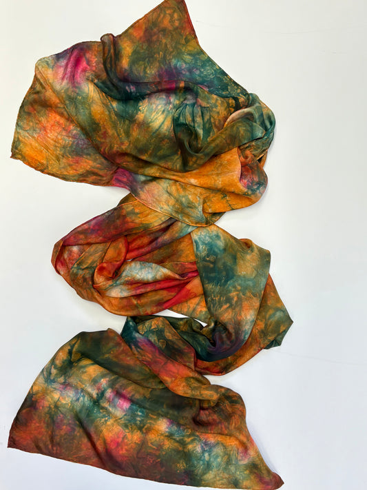 Sun Dyed Silk Scarf Fall Leaves 6