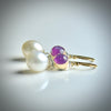 Pink Sapphire & Freshwater Pearl 14k Gold Fill & Sterling Earrings