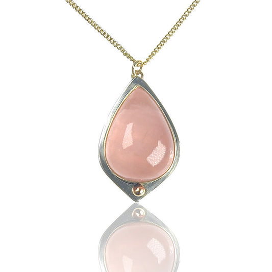 Pink Teardrop Morganite 14K Gold FIll and Sterling Pendant Necklace