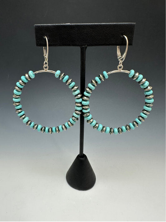 Turquoise and Sterling Pearl Earrings