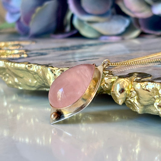 Pink Teardrop Morganite 14K Gold FIll and Sterling Pendant Necklace