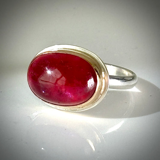 Afghan Ruby 14K Gold Fill and Sterling Ring