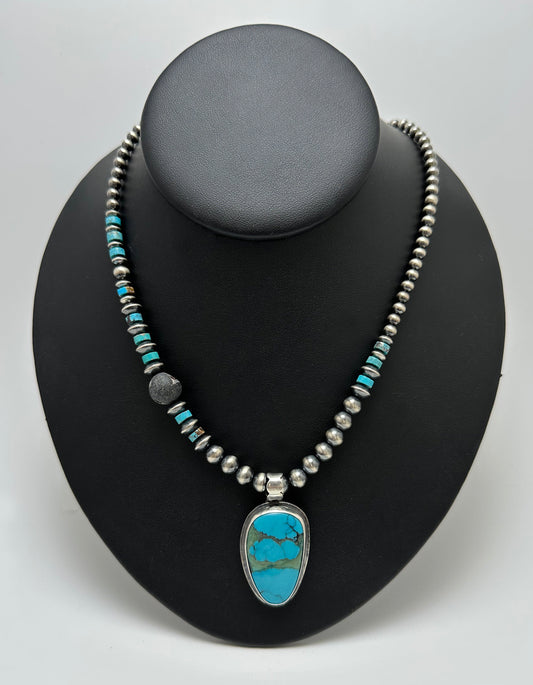 Turquoise Pendant with Agate Druzy Bead