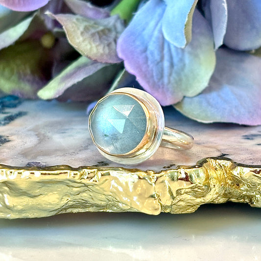 Moss Aquamarine 14K Gold Fill and Sterling Ring