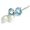 Blue Topaz & Freshwater Pearl Sterling Silver Drop Earrings