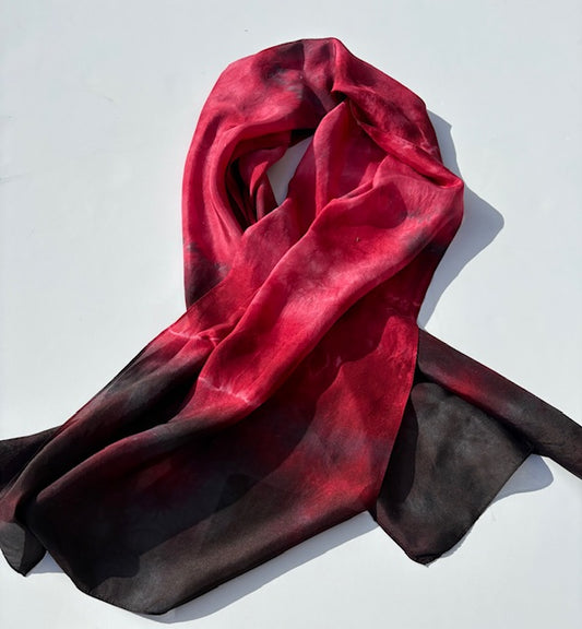 Sun Dyed Silk Scarf Cherries Jubilee