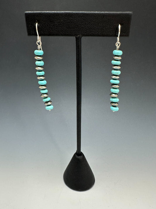 Sterling Silver Pearls and Turquoise Drop Earrings
