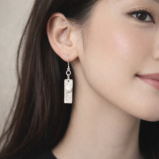 #155 SF Rectangle White Earrings