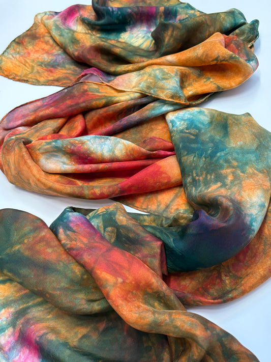 Sun Dyed Silk Scarf Fall Leaves 6