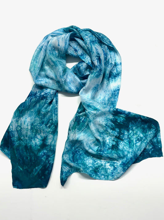 Sun Dyed Silk Scarf Turquoise 2
