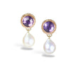 Pink Amethyst & Freshwater Pearl 14k Gold Fill Earrings*