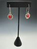 Red Coral Stamped Cross Earrings