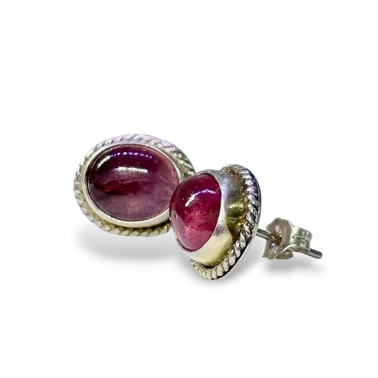 Berry Turmaline Sterling Stud Earrings