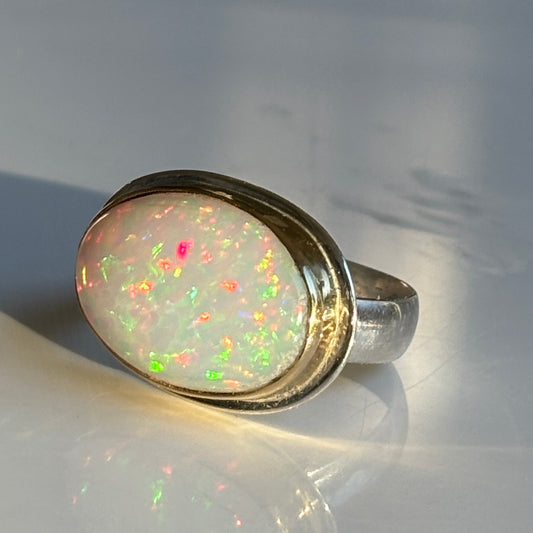 Ethiopian Opal 18K Solid Gold & Sterling Ring