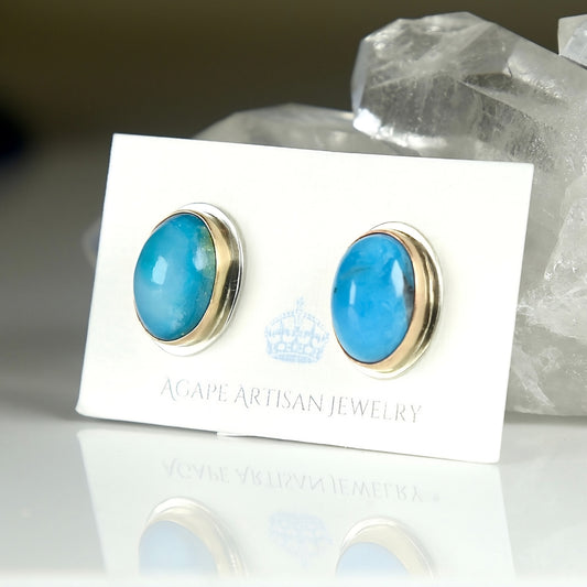 Blue Peruvian Opal Studs