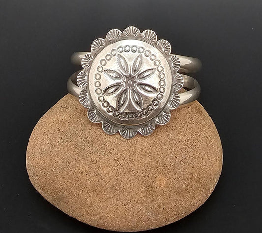 Large Sterling Silver Concho Cuff