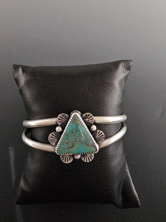 Number 8 Mine Turquoise Stamped Cuff