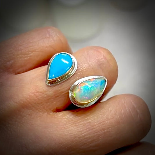 Ethiopian Opan and Nacozari 14K Gold Fill and Sterling Ring