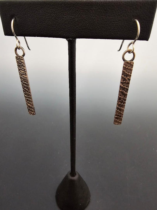 Long Rectangle Textured Earrings