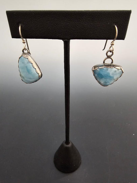 Asymmertical Larimar Earrings