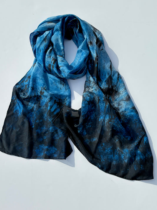 Sun Dyed Silk Scarf Midnight Sky