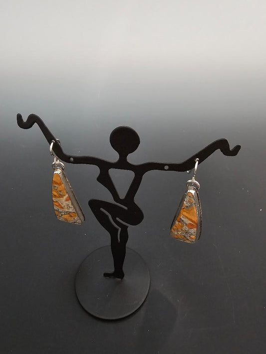 Yellow and Gray Maligano Jasper Earrings