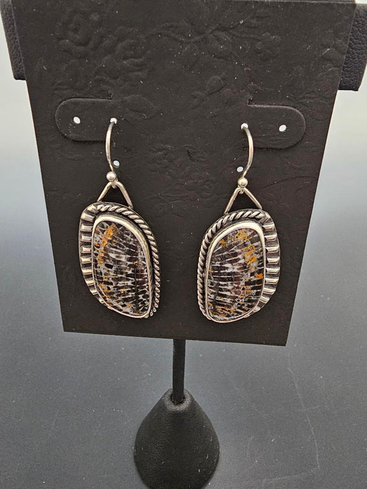 Fossilized Stingray Coral Earrings